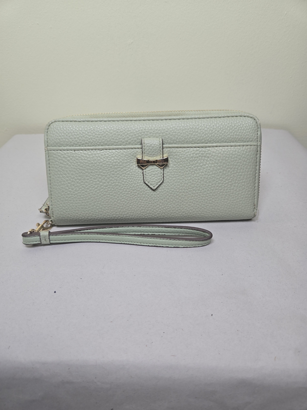 Anne Klein Mint Green Pebbled Wristlet Wallet